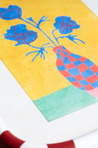 Set of 2 Red & White Striped Frames with Colourful Flower Prints