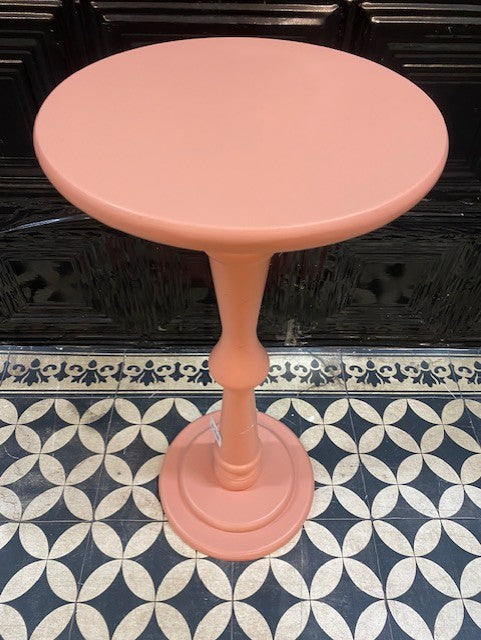 Wood Turned Pink Side Table - SECONDS
