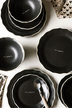 12 Piece Black & Off-White Edge Bon Appetit Dinner Set