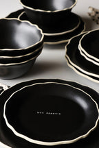 12 Piece Black & Off-White Edge Bon Appetit Dinner Set
