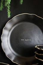 12 Piece Black & Off-White Edge Bon Appetit Dinner Set