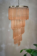 3-Tier Champagne Pink Glass Chandelier