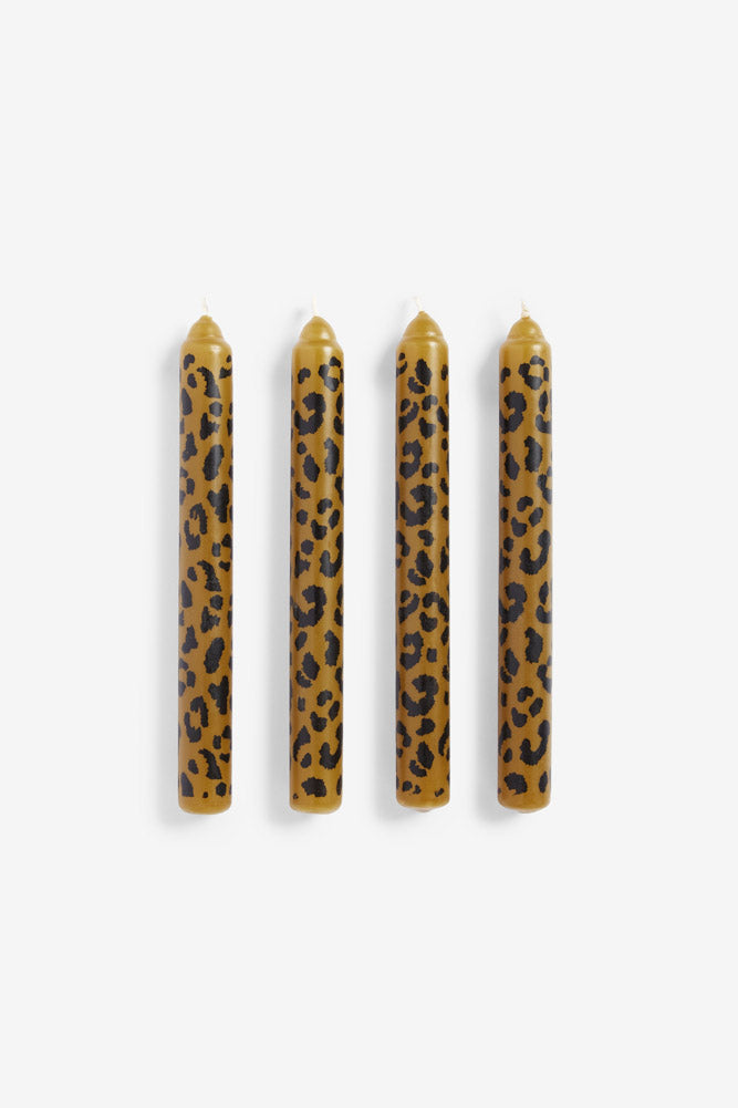 Set Of 4 Leopard Print Dinner Candles