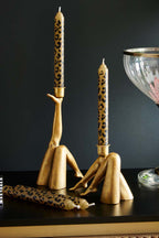 Set Of 4 Leopard Print Dinner Candles