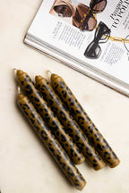 Set Of 4 Leopard Print Dinner Candles