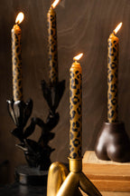Set Of 4 Leopard Print Dinner Candles