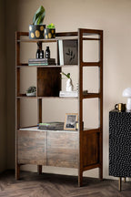 Acacia Wood & Marble Display Cabinet
