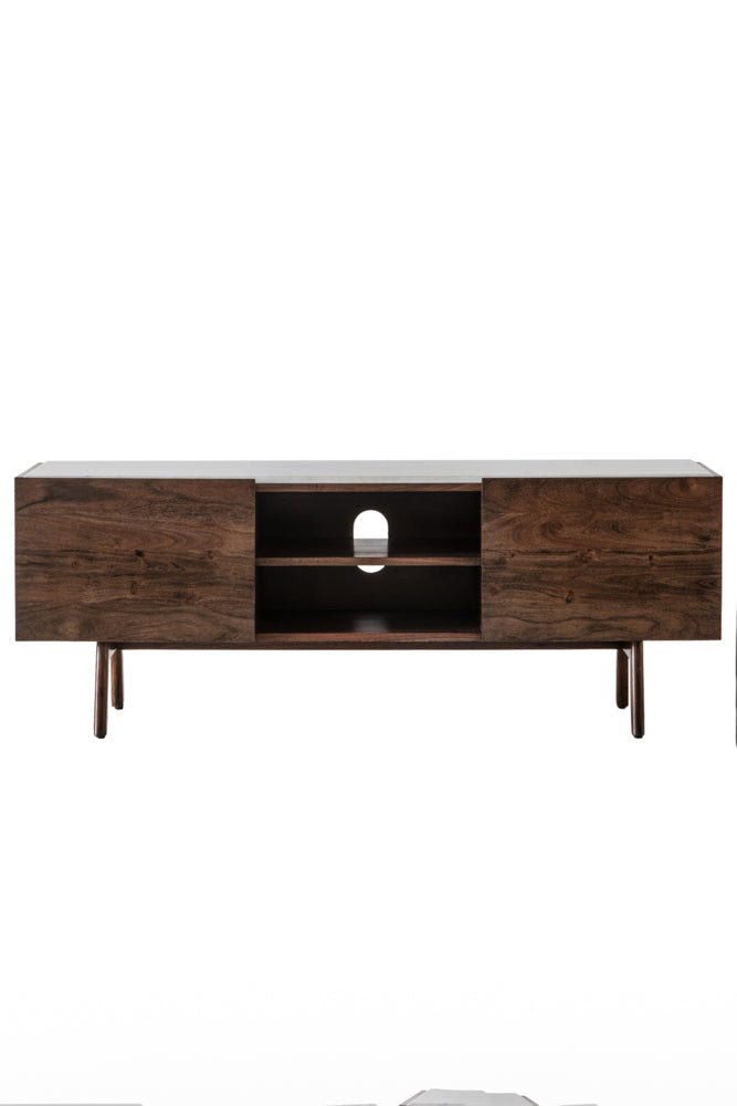 Acacia Wood & Marble TV Unit