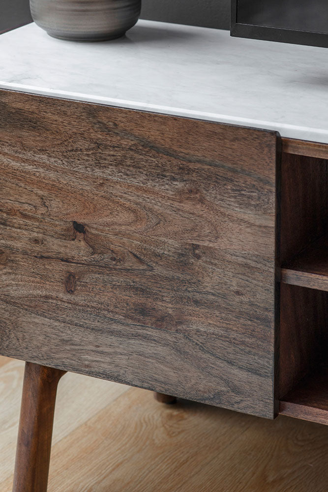Acacia Wood & Marble TV Unit