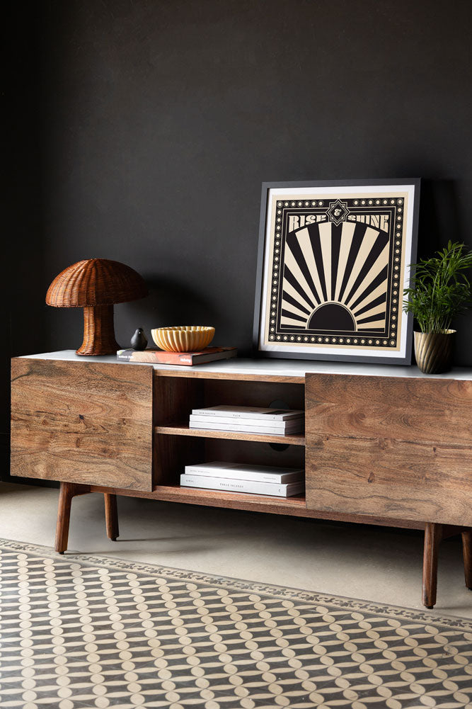 Acacia Wood & Marble TV Unit