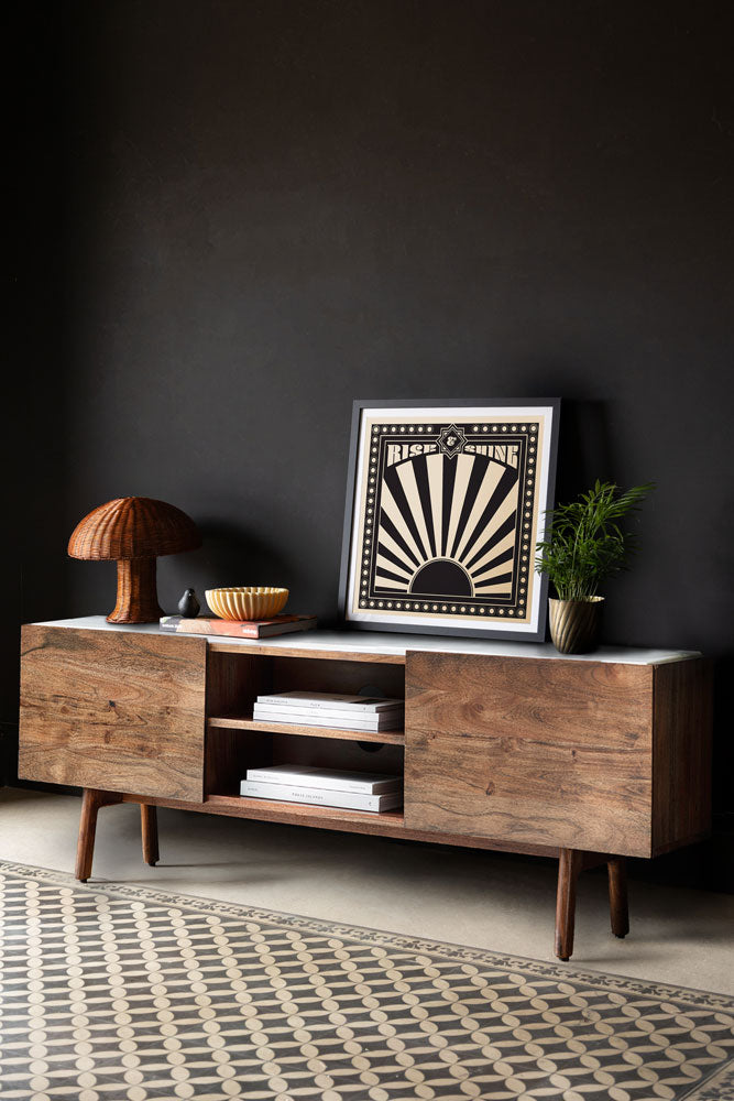 Acacia Wood & Marble TV Unit