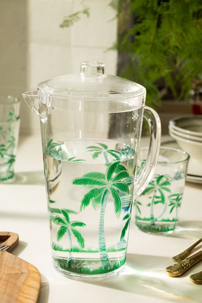 Acrylic Green Palm Tree Picnic Jug