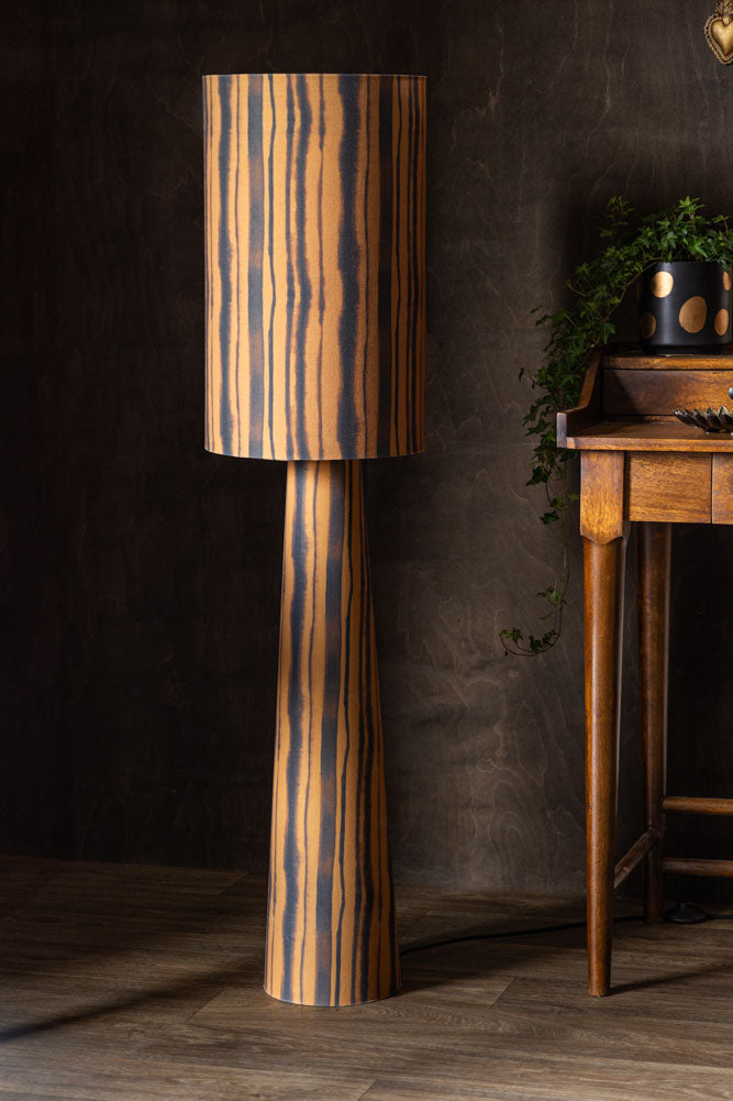Amber Blurred Line Print Floor Lamp