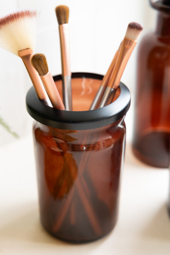 Apothecary-Style Amber Glass Bathroom Tumbler