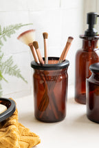 Apothecary-Style Amber Glass Bathroom Tumbler