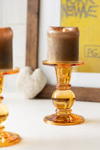 Amber Glass Candle Holder