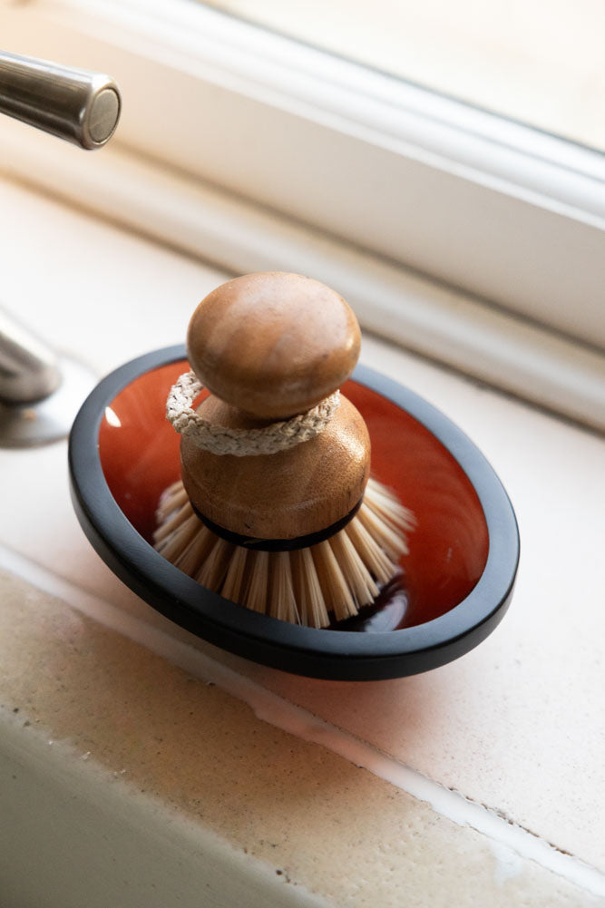 Apothecary-Style Amber Glass Soap Dish