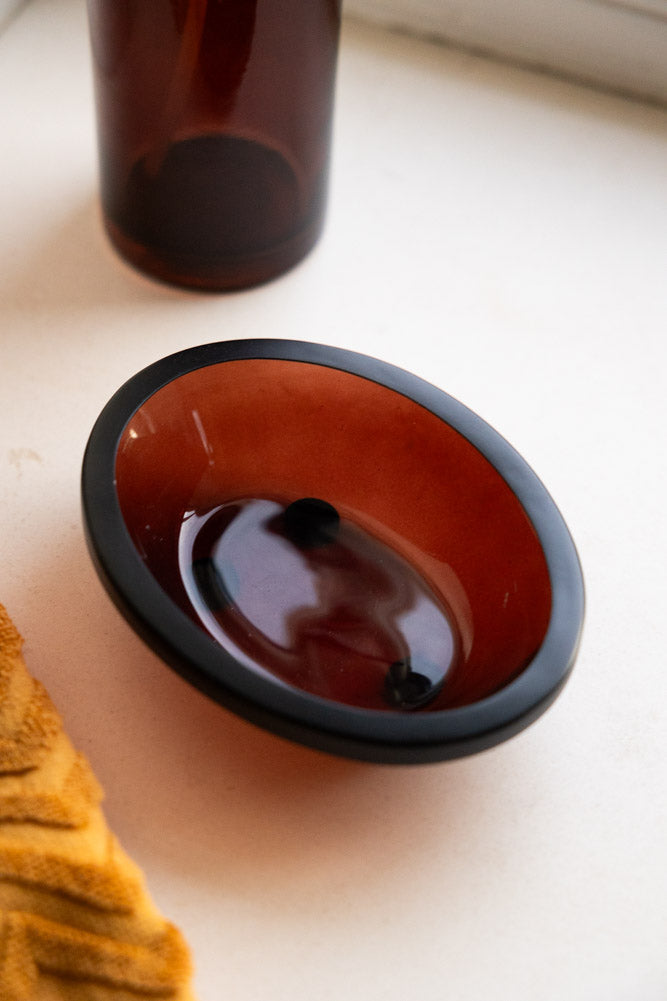 Apothecary-Style Amber Glass Soap Dish