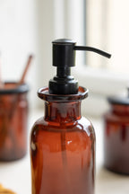 Apothecary-Style Amber Glass Soap Dispenser - 300ml