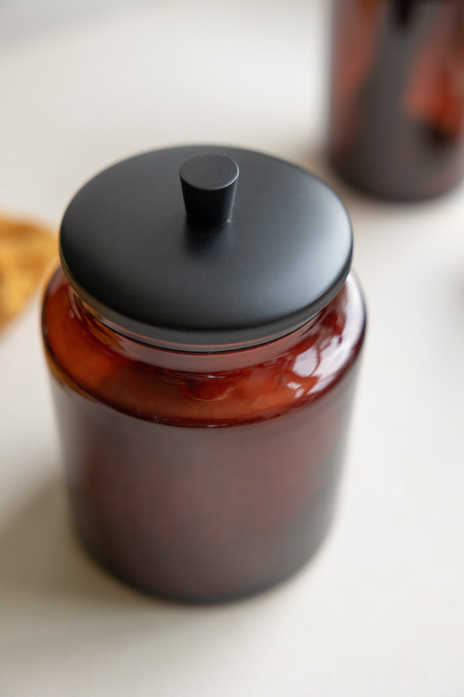 Apothecary-Style Amber Glass Storage Canister