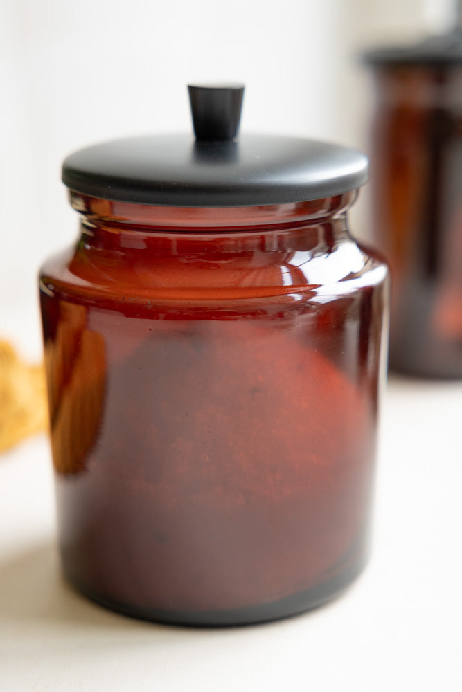Apothecary-Style Amber Glass Storage Canister