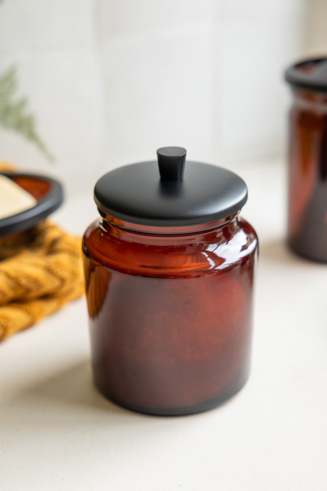 Apothecary-Style Amber Glass Storage Canister