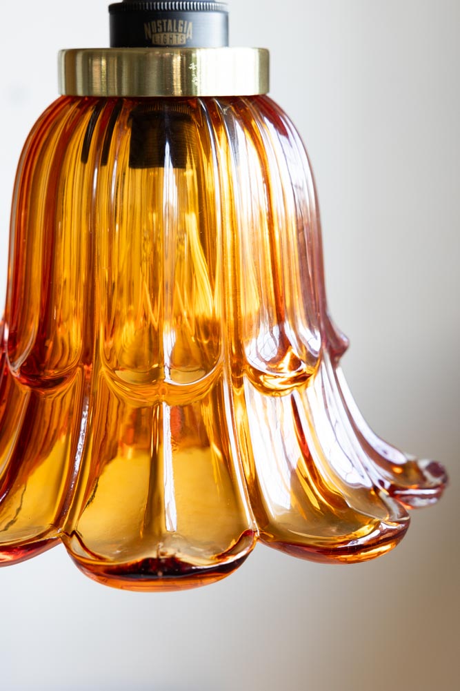 Amber Vintage-Style Glass Easyfit Ceiling Light Shade