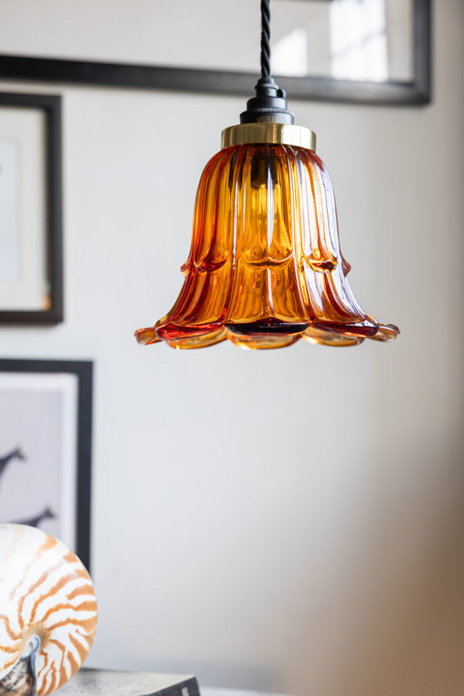 Amber Vintage-Style Glass Easyfit Ceiling Light Shade