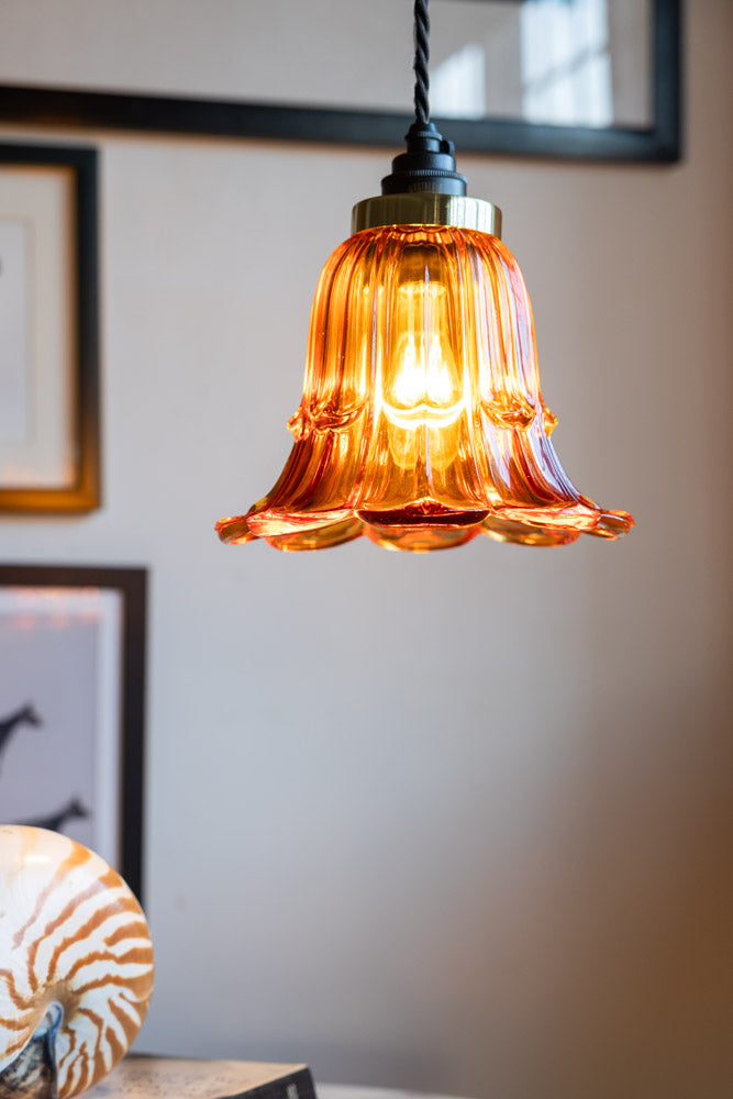 Amber Vintage-Style Glass Easyfit Ceiling Light Shade