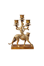 Antique Gold Cheetah Candlestick Holder