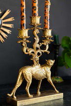 Antique Gold Cheetah Candlestick Holder