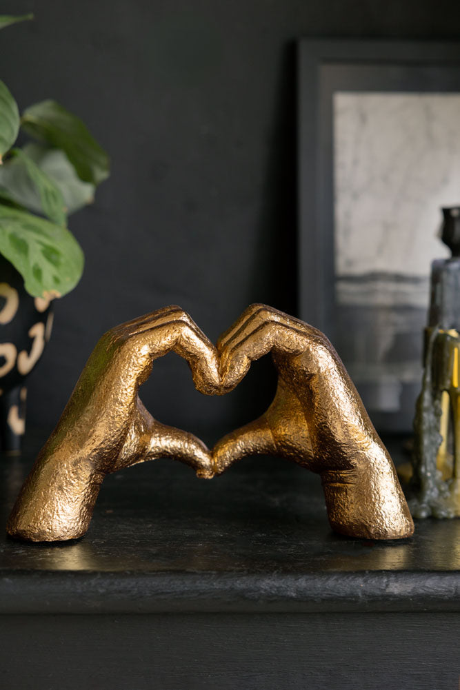 Antique Gold Heart Hands Ornament
