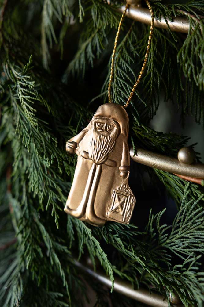 Antique Gold Santa Christmas Tree Decoration