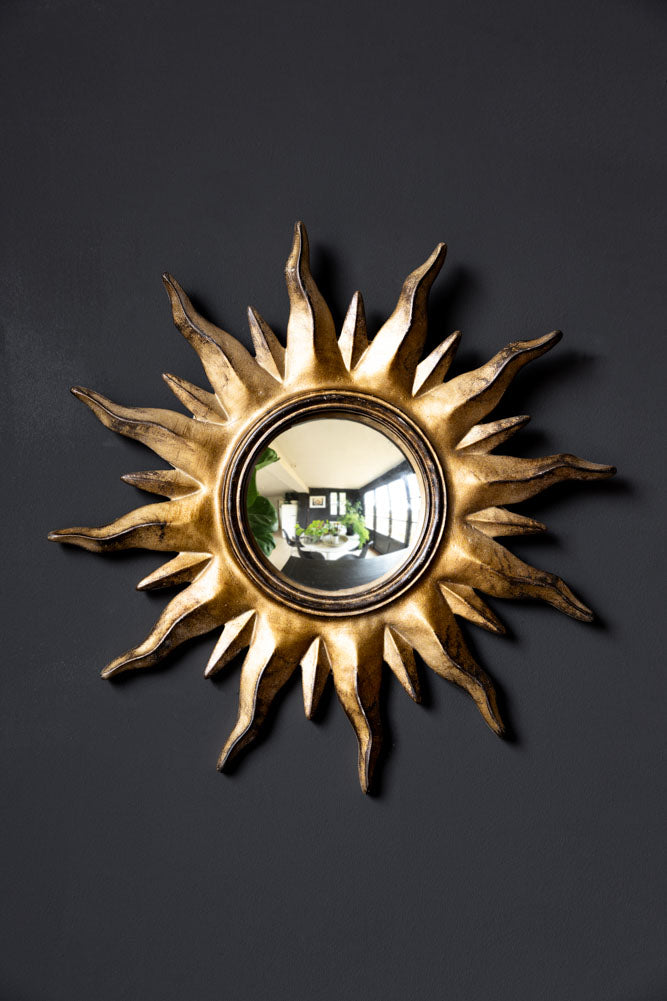 Antique Gold Sun Convex Mirror