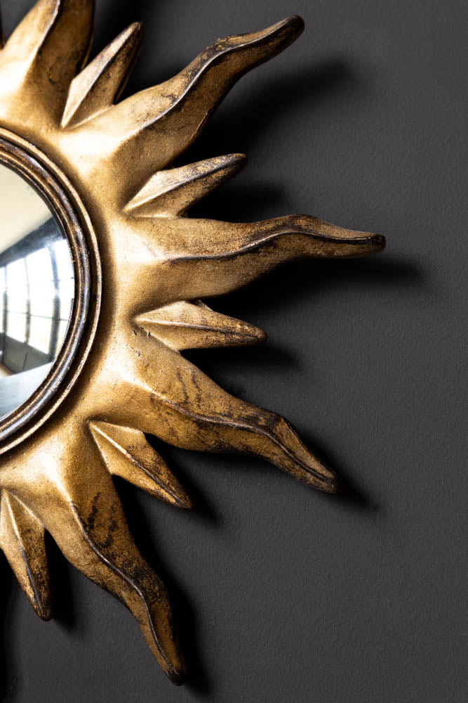 Antique Gold Sun Convex Mirror