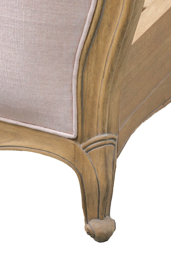 Antique-Style Luxury Linen & Wooden Bedframe - Available in Two Sizes