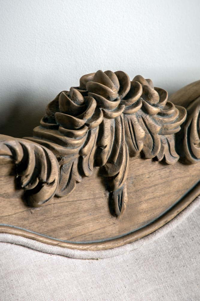 Antique-Style Luxury Linen & Wooden Bedframe - Available in Two Sizes