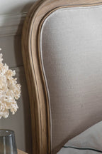 Antique-Style Luxury Linen & Wooden Bedframe - Available in Two Sizes