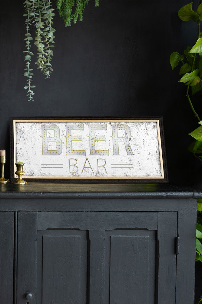 Vintage-Style Beer Bar Mirror