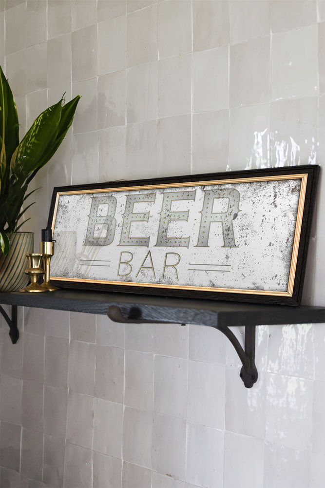 Vintage-Style Beer Bar Mirror