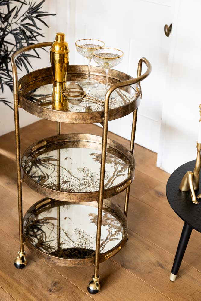 Stunning Antiqued-Gold Effect Drinks Trolley