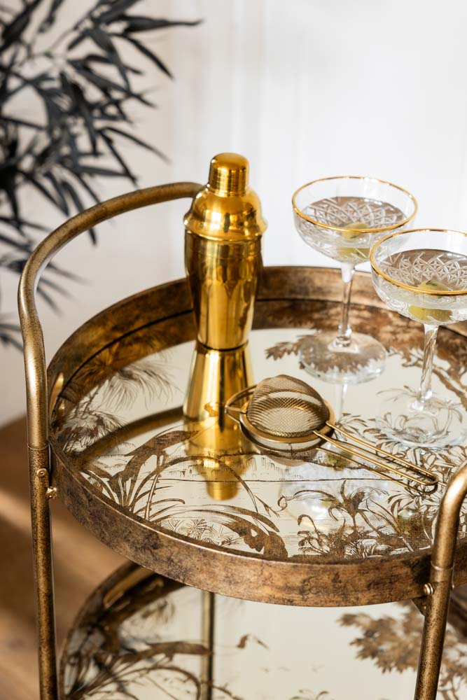 Stunning Antiqued-Gold Effect Drinks Trolley