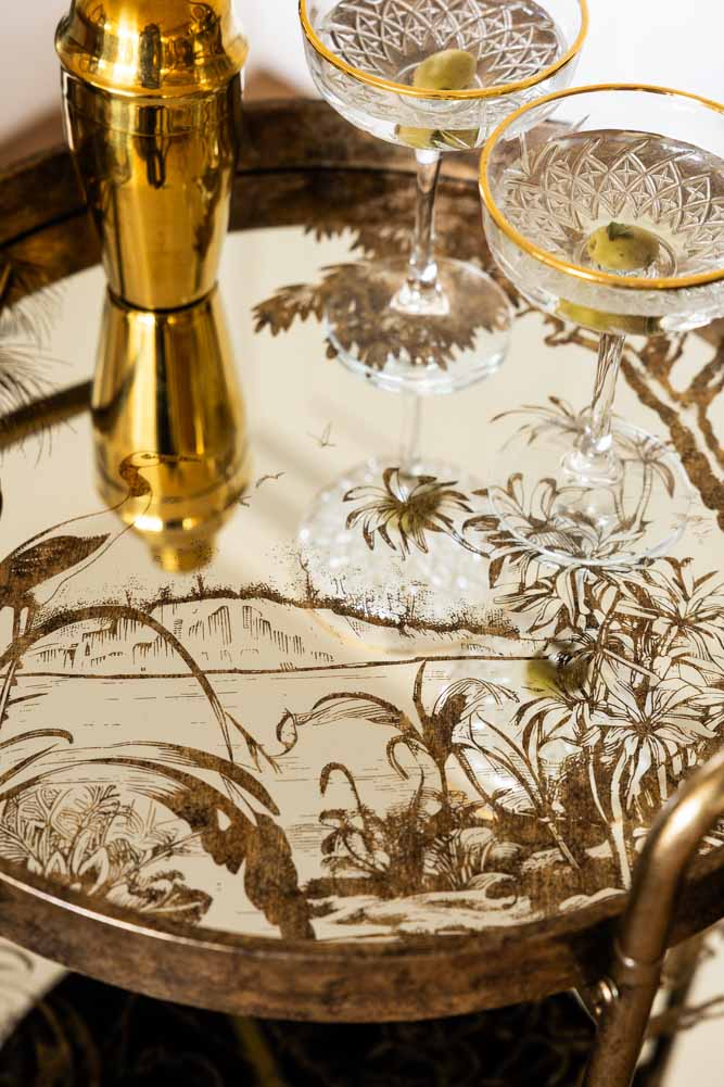 Stunning Antiqued-Gold Effect Drinks Trolley