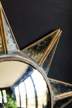 Antiqued-Gold Sun Convex Wall Mirror