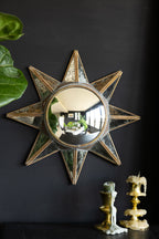 Antiqued-Gold Sun Convex Wall Mirror