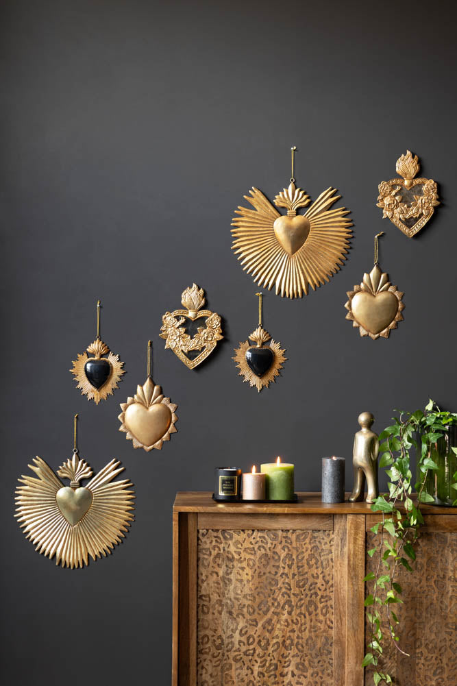 Foxed Floral Mirror Heart Hanging Decoration