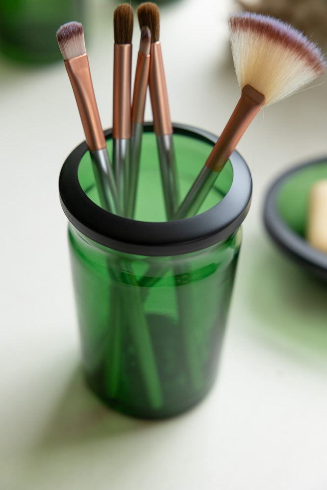 Apothecary-Style Green Glass Bathroom Tumbler