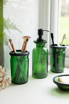 Apothecary-Style Green Glass Bathroom Tumbler