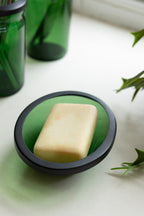 Apothecary-Style Green Glass Soap Dish