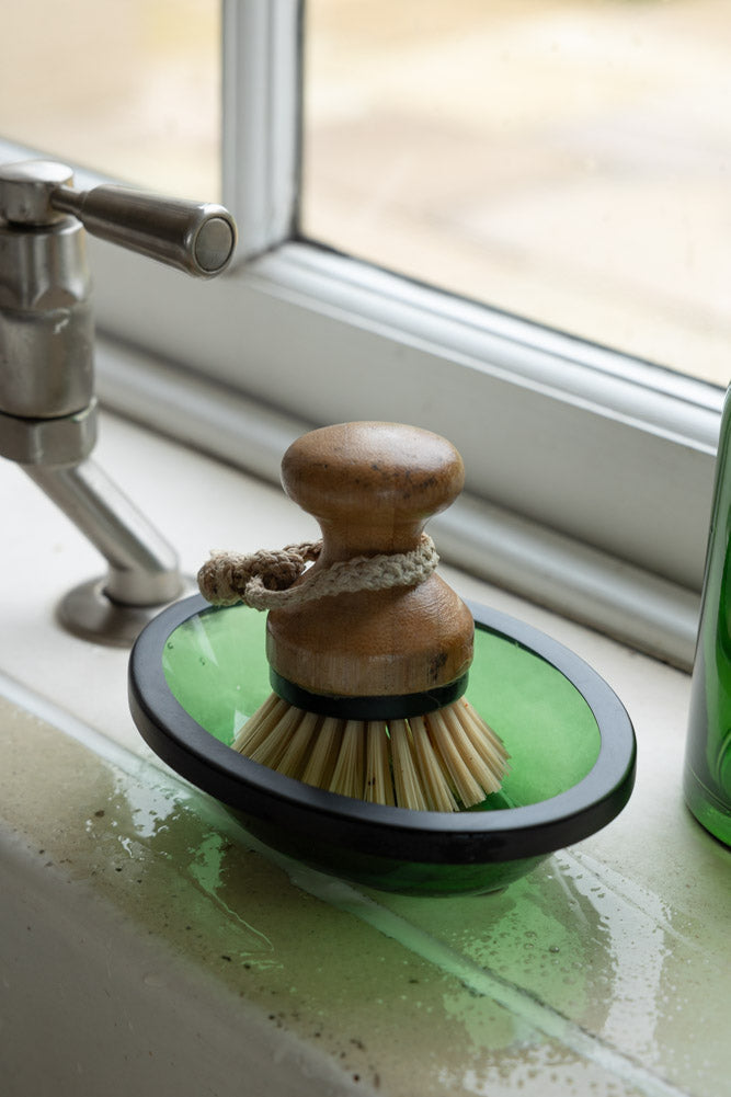 Apothecary-Style Green Glass Soap Dish